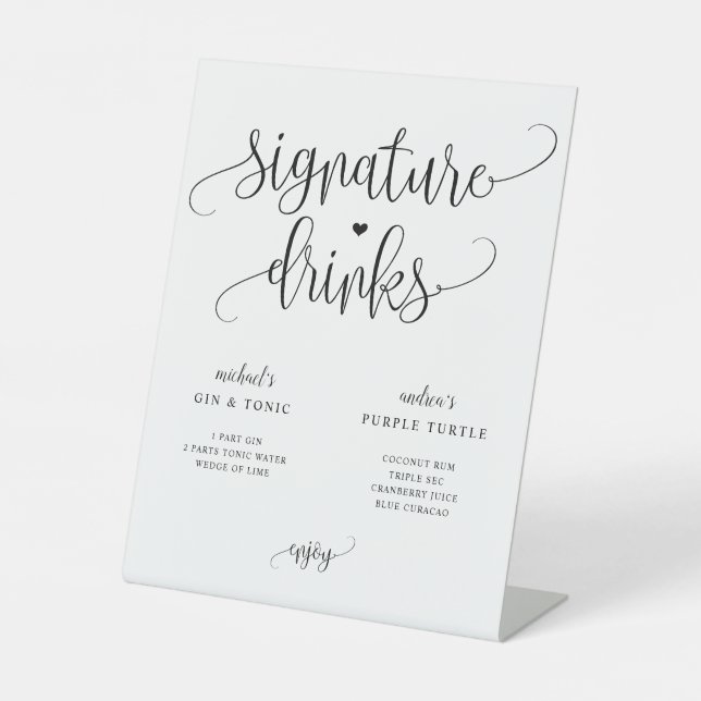 Signe De Table Signature Boissons Mariage Signet Calligraphie rus (Recto)