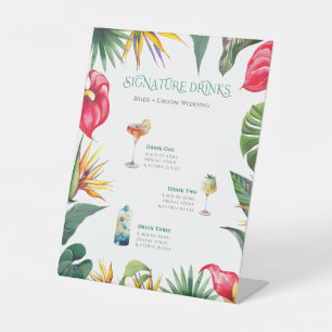 Signe De Table Signature Boissons Oasis Tropical Fleurs Cadre