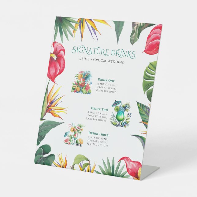 Signe De Table Signature Boissons Oasis Tropical Fleurs Cadre 2 (Recto)