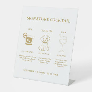 Signe De Table Signature Chic Gold Coctail Boire Bar Mariage Sign