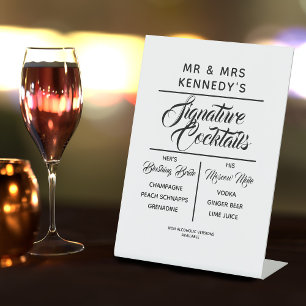 Signe De Table Signature Cocktails Mariage Boissons Piéton Signal