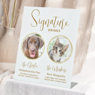 Signe De Table Signature Drinks Pet Wedding Gold Alcohol Bar 