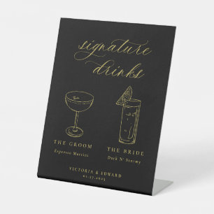 Signe De Table Signature Gold Boissons Mariage noir