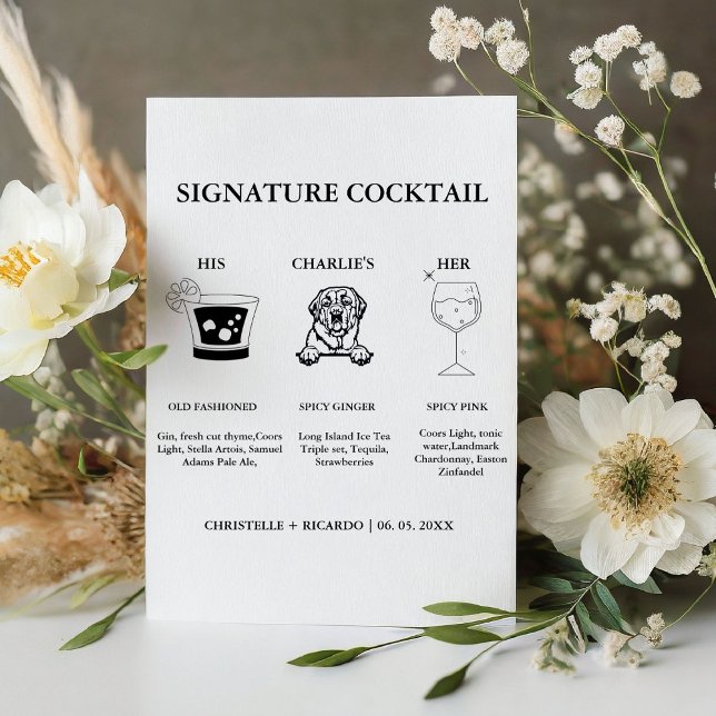 Signe De Table Signature moderne Cocktail Boire Bar Mariage Panne (Créateur téléchargé)