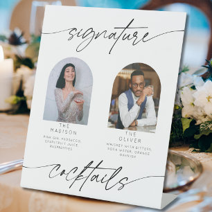 Signe De Table Signature moderne Cocktail Calligraphie Script Pho