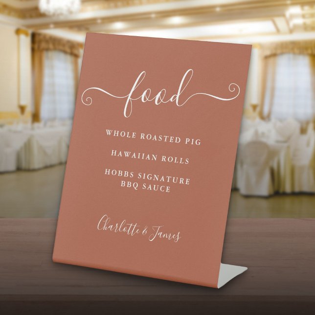 Signe De Table Signature Script Terracotta Menu Alimentation (Signature Script Terracotta Food Menu Pedestal Sign)