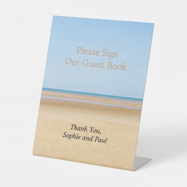 Signe De Table Signer Notre Livre D'Hôtes Plage Mariage (Recto)