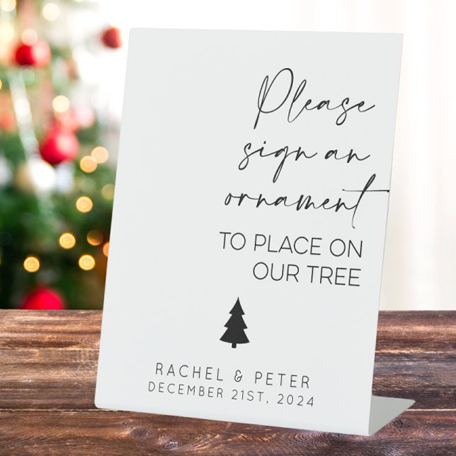 Signe De Table Signer Un Symbole De Mariage D'Hiver Ornament (Please sign an ornament wedding sign)