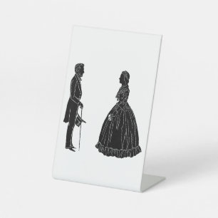 Signe De Table silhouette d'abraham lincoln et de mary todd linco