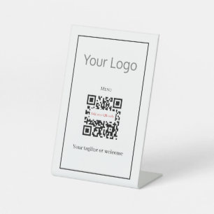 Signe De Table Simple Ajouter Votre Restaurant Logo QR Code Menu
