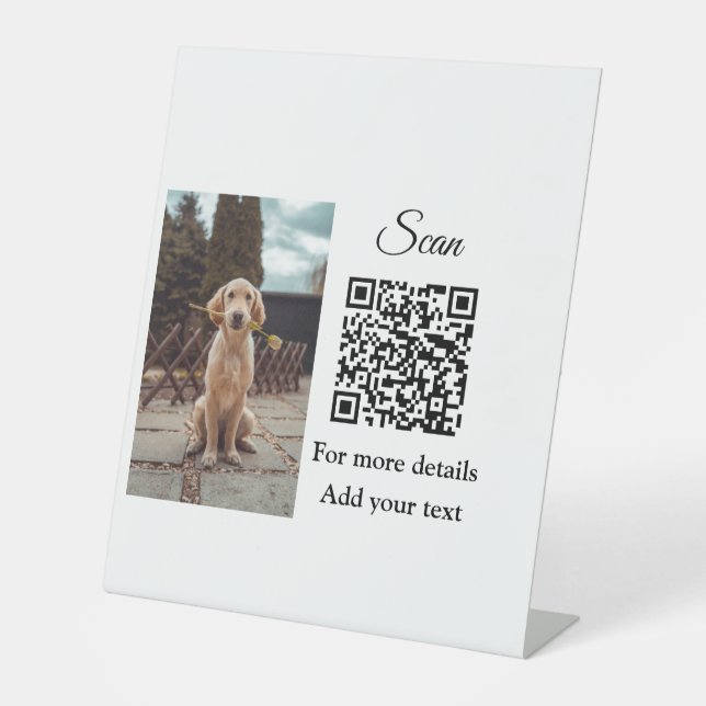 Signe De Table Simple animal name details QR code add text photo (Recto)