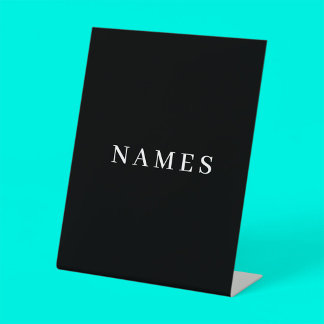 Signe De Table Simple Black Custom Ajouter Votre Nom Élégant