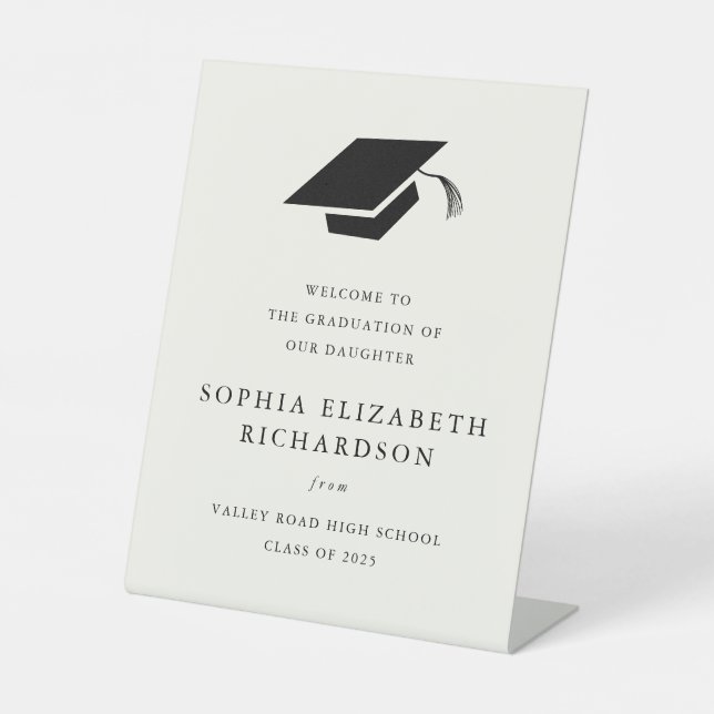 Signe De Table Simple Classique Noir et Blanc Accueil (Recto)