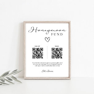 Signe De Table Simple Elegant Honeymoon Fund QR Code Mariage