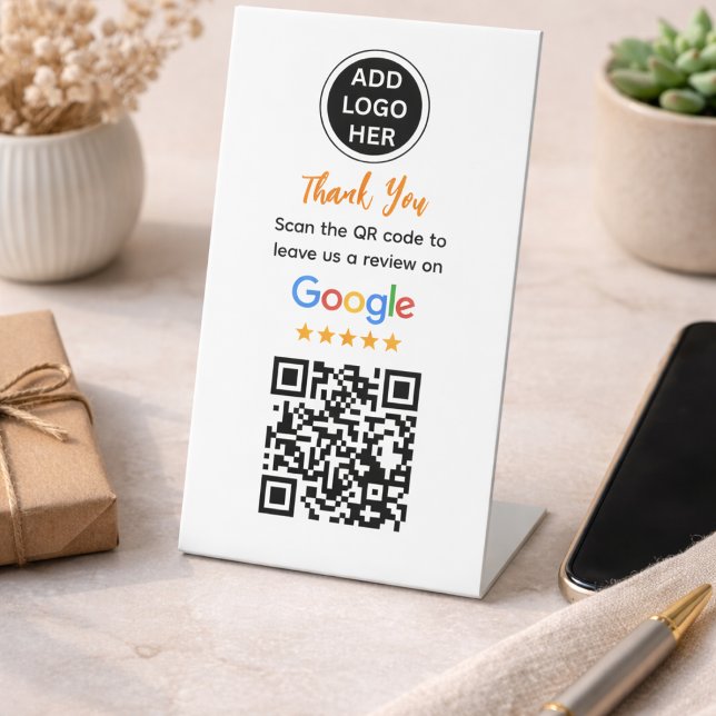 Signe De Table Simple Google Review Request|Modern Small Business (Simple Google Review Request Modern Small Business Pedestal Sign)