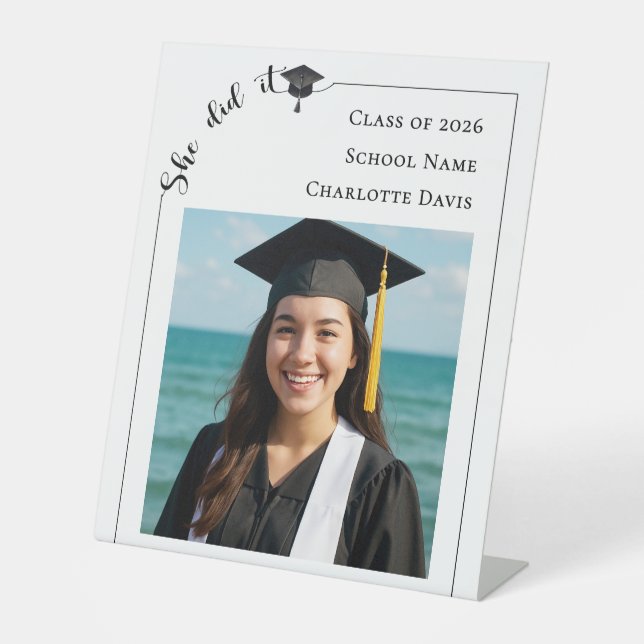 Signe De Table Simple modern photo Graduation Party welcome (Recto)