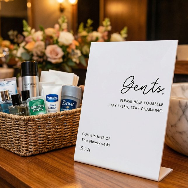 Signe De Table Simple Neutral Gentlemen Wedding Bathroom Basket (Créateur téléchargé)