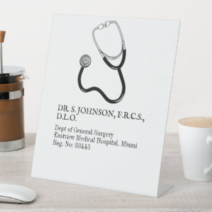 Signe De Table Simple Noir & Blanc Général Chirurgie Docteur Adre