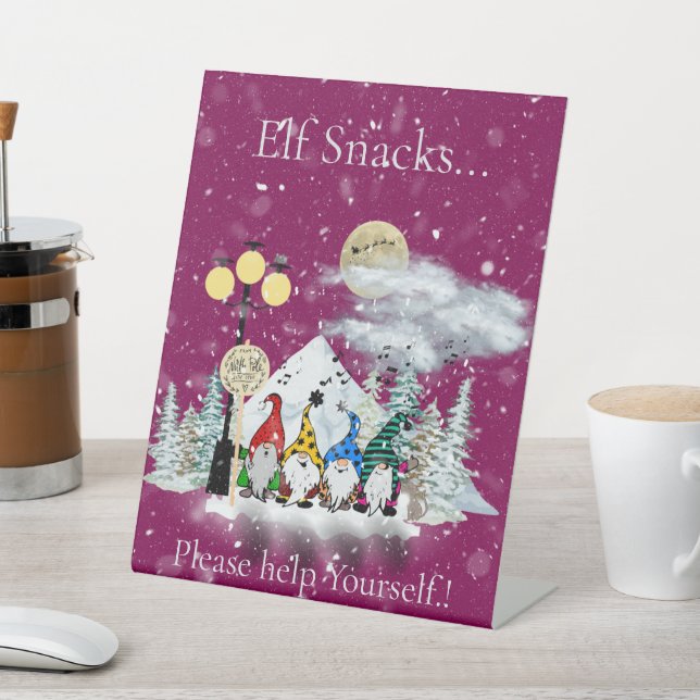 Signe De Table Snacks de fête de Noël Elf Quartet (In SItu)