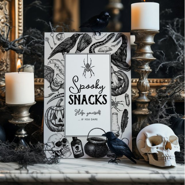 Signe De Table Snacks éffrayants Halloween Party (spooky snacks halloween party sign)