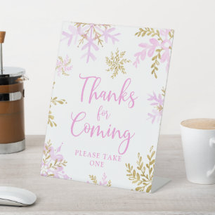 Signe De Table Snowflake Winter Shower Merci pour venir