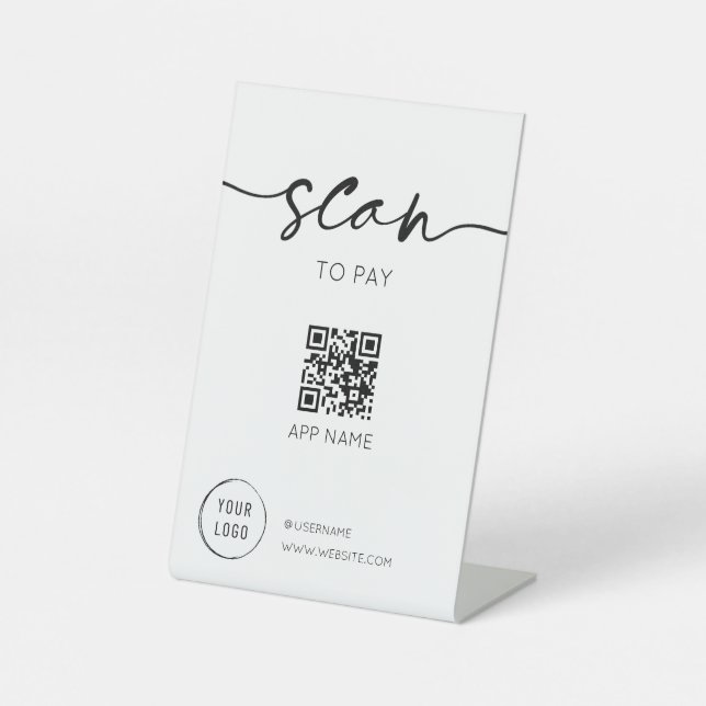Signe De Table Social Media QR Code Blanc (Recto)