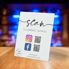 Signe De Table Social Media QR Code Blanc