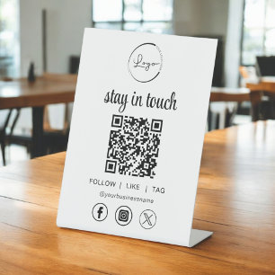 Signe De Table Social Media QR Code Business Logo