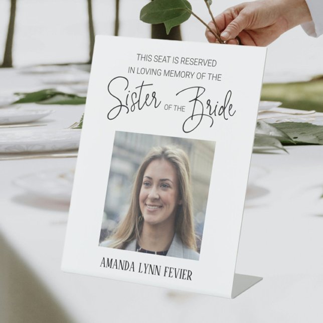 Signe De Table Soeur de la mariée Mémorial Photo Mariage réservé (Créateur téléchargé)