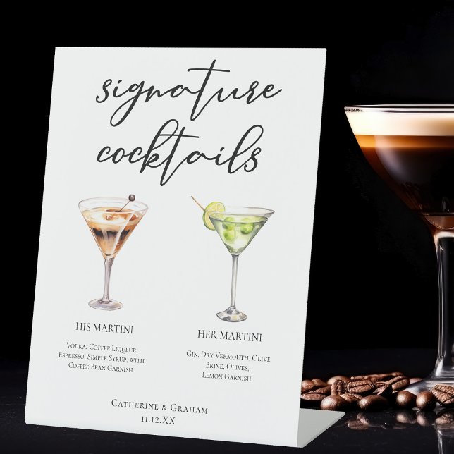 Signe De Table Son Martini Signature Mariage Cocktails Menu (Créateur téléchargé)
