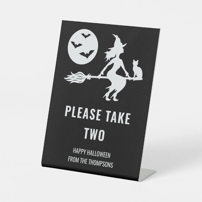 Signe De Table Sorcière Halloween Trick Ou Traitants Prenez Votre (Recto)