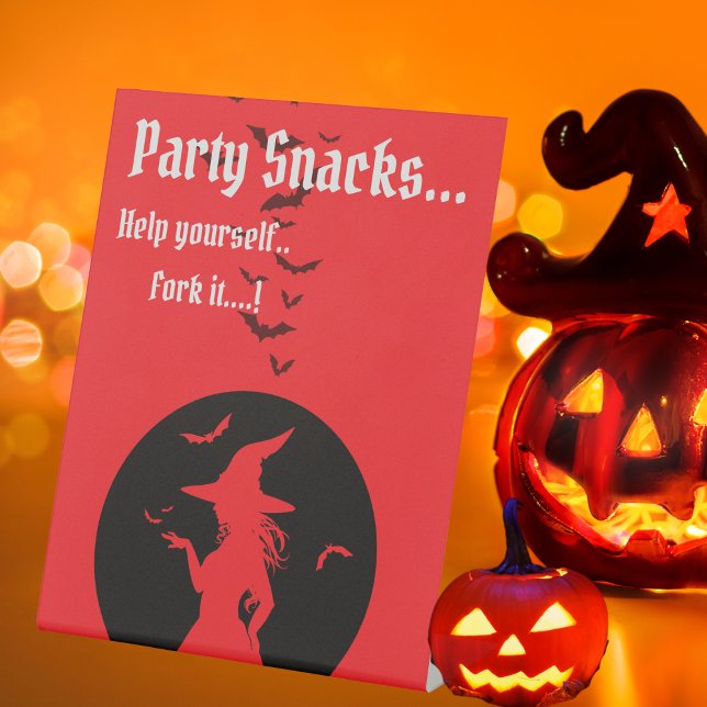 Signe De Table Sorcières uniquement Snacks de fête d'Halloween (Witches Only Halloween Party Party Snacks Pedestal Sign)