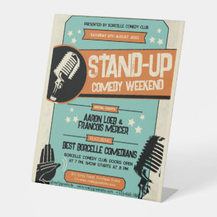 Signe De Table Spectacle de comédie stand-up rétro vintage grunge