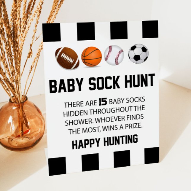 Signe De Table Sports Baby Chasse Baby shower Sock Chasse Jeu (Créateur téléchargé)