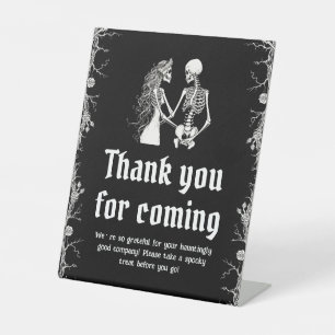 Signe De Table Squelette gothique d'Halloween Merci d'être venu