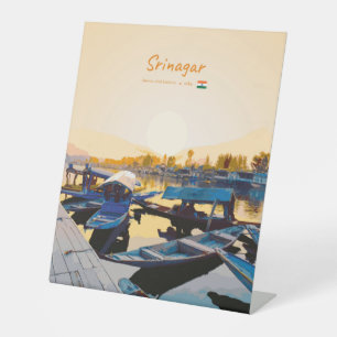 Signe De Table Srinagar, Inde - Bateaux Shikara du lac Dal