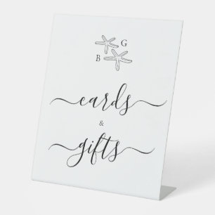 Signe De Table Starfish Beach Monogramme Cartes de Mariage & Cade