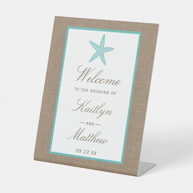 Signe De Table Starfish Turquoise Burlap Beach Wedding Collection (Recto)