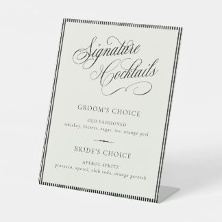 Signe De Table STATELY Signature Cocktails Wedding Bar Menu