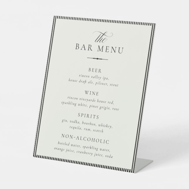 Signe De Table STATELY Wedding Bar Menu (Recto)