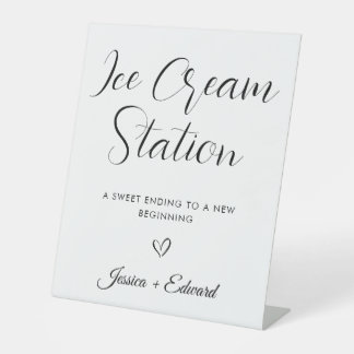 Signe De Table Station de crème glacée Graduation minimale Noir B