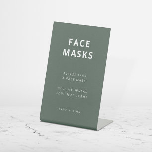 Signe De Table Station de masques faciaux   Covid Green Scandi Ma