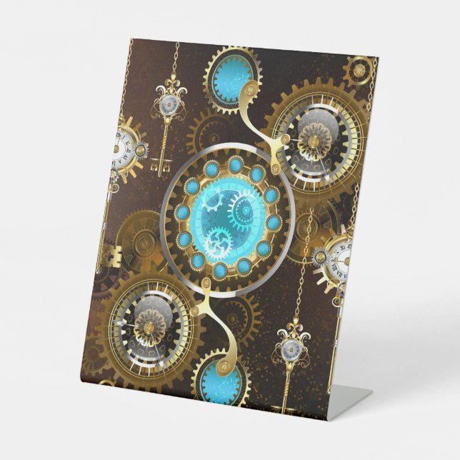Signe De Table Steampunk Rusty Background (Recto)