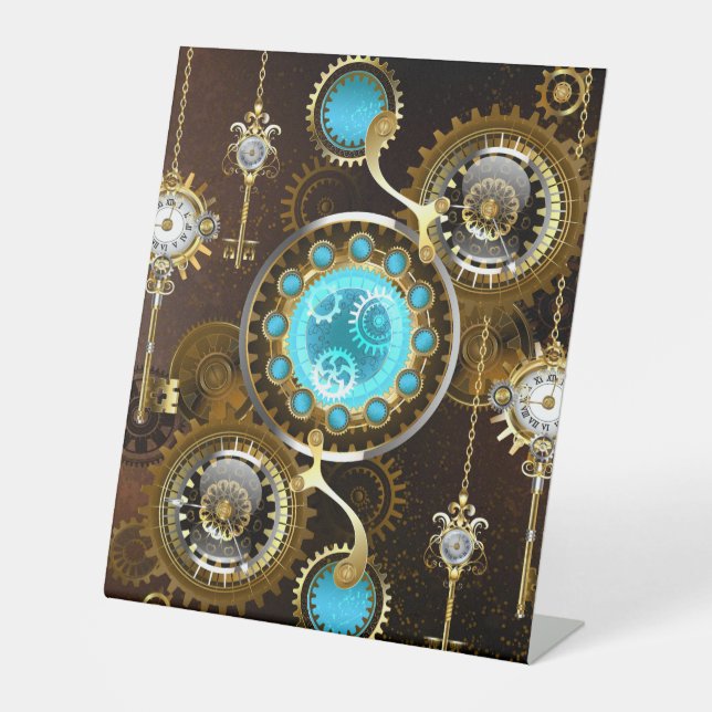 Signe De Table Steampunk Rusty Background (Recto)