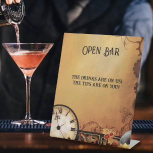 Signe De Table Steampunk Victorian Elegance Mariage Open Bar
