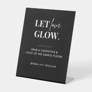 Signe De Table Stick Mariage lumineux Black Modern Let Love Llow