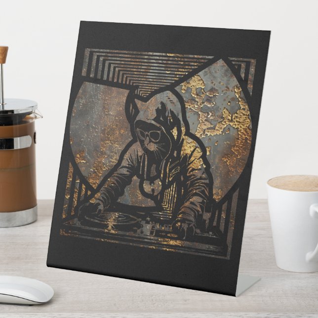 Signe De Table Style DJ Chat Wutang (In SItu)