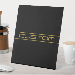 Signe De Table Style moderne et modifiable Texte Or & Grilles