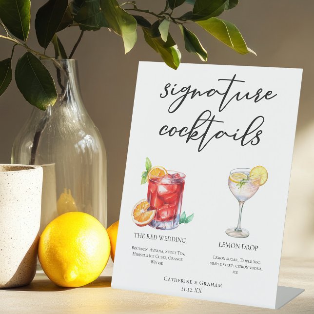 Signe De Table Sucré Signature Cocktails Menu Mariage (Créateur téléchargé)