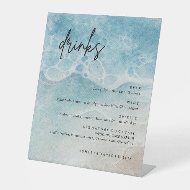 Signe De Table Summer Beach Wedding Large Drinks Bar Menu (Recto)